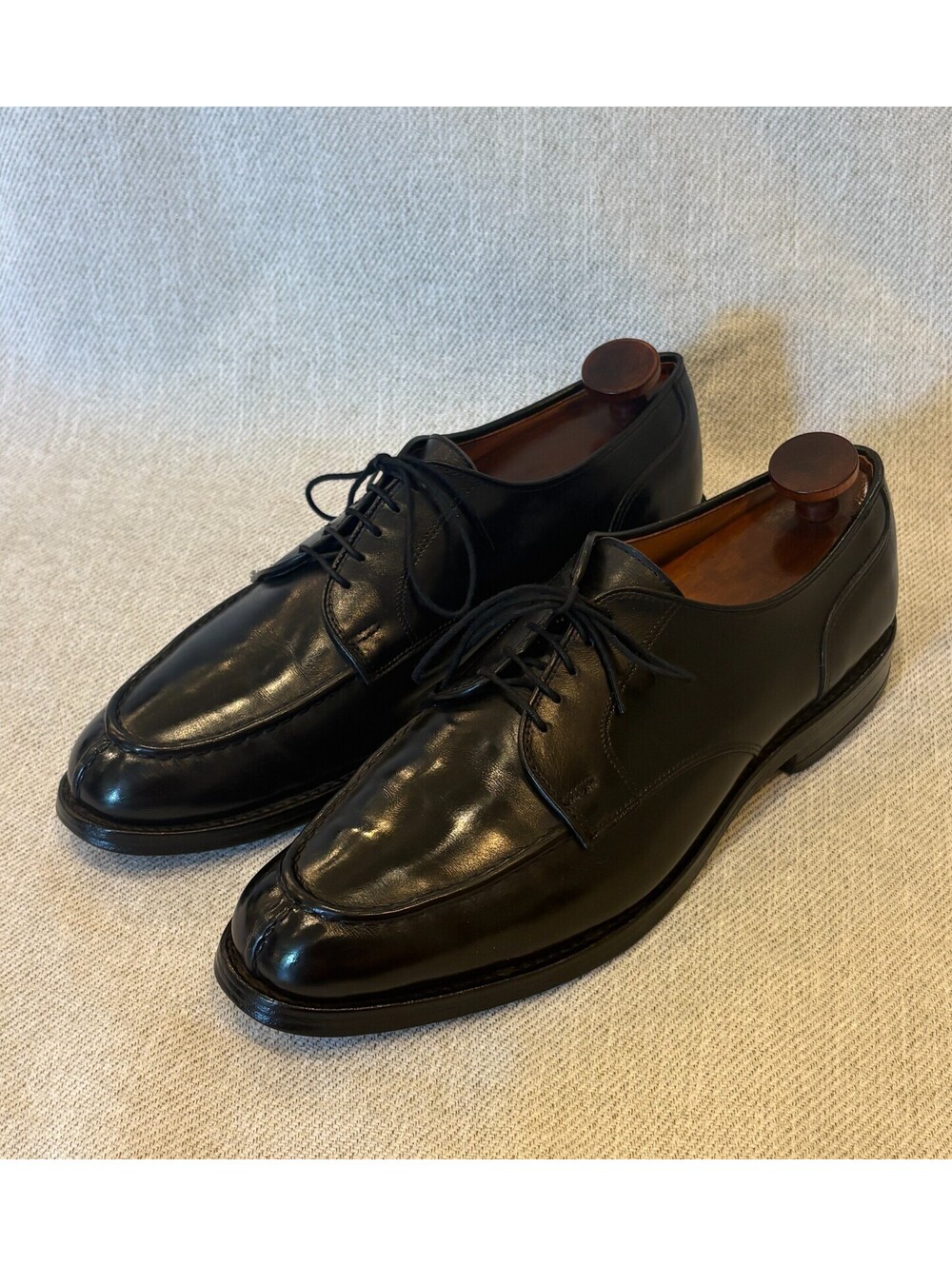 Allen Edmonds Bradley Black Leather Split Toe Derby Shoes 9.5 D Wood Shoe Trees - Picture 2 of 15